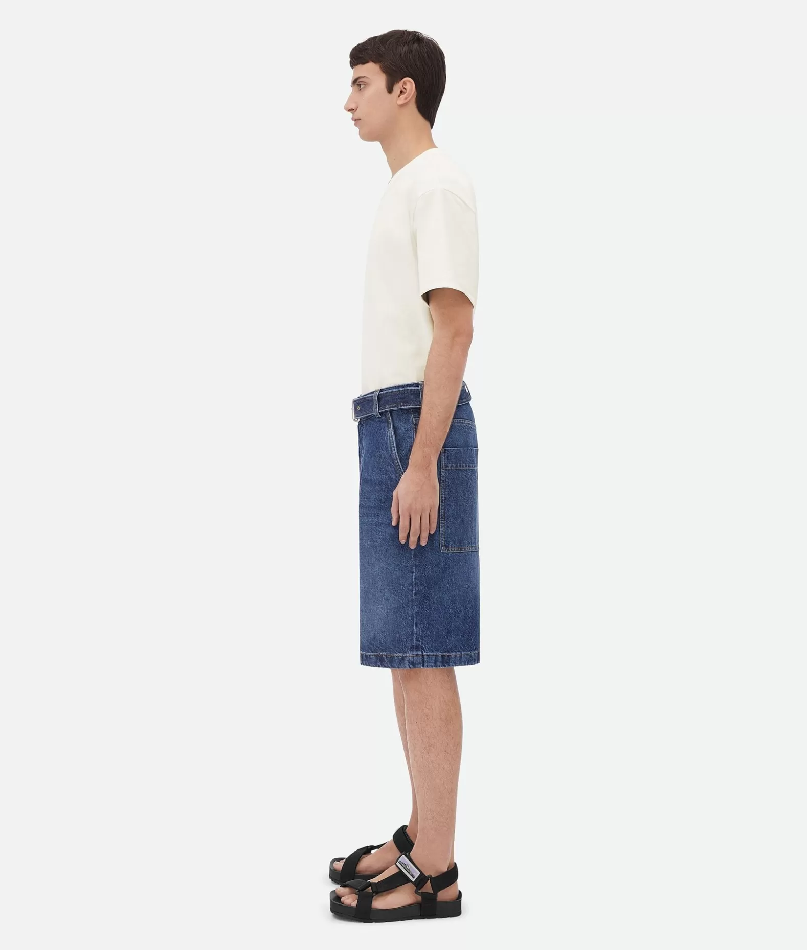 Denim | Pantaloni E Shorts^Bottega Veneta Short In Denim Con Cintura Mid blue