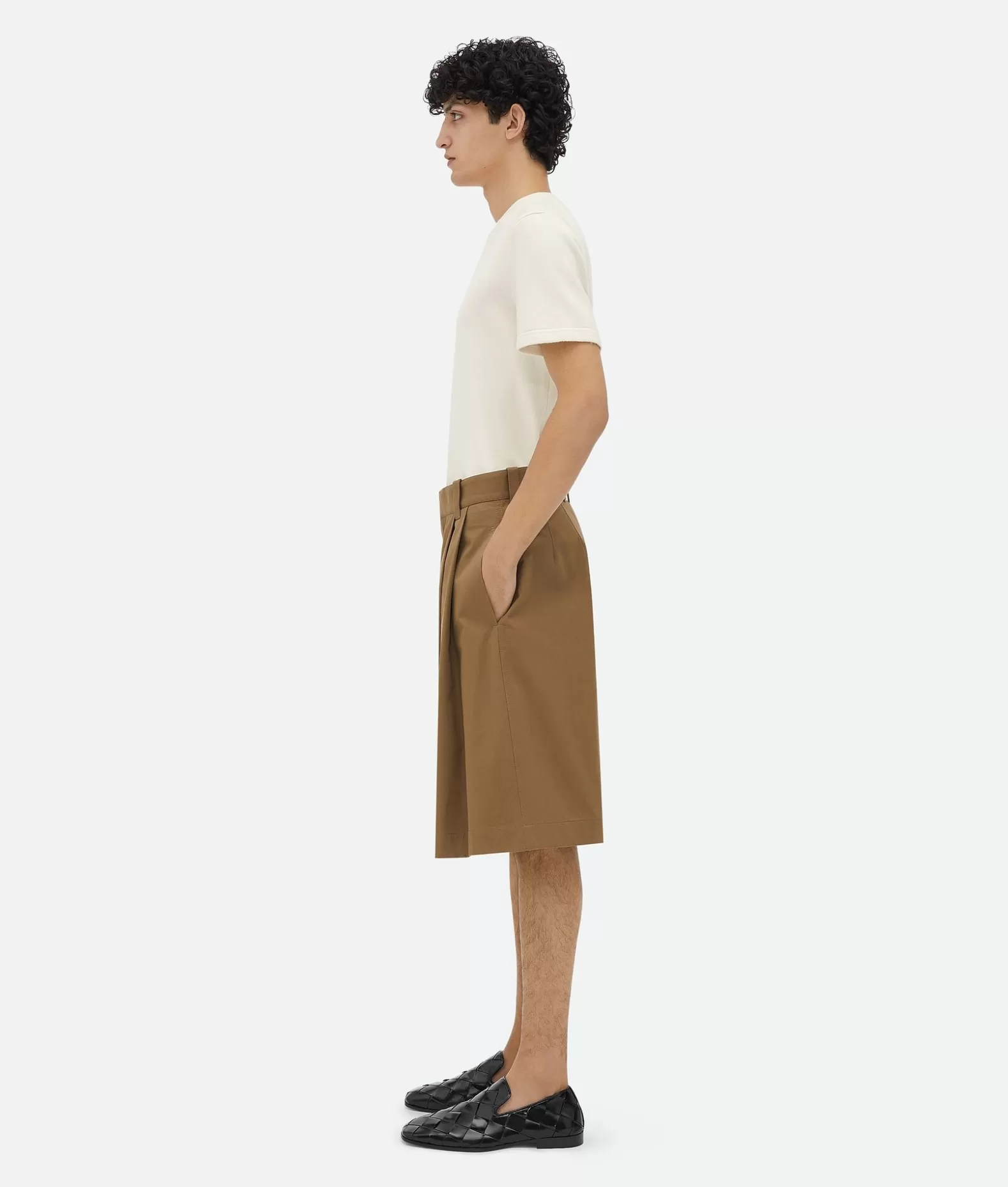 Pantaloni E Shorts^Bottega Veneta Short In Gabardine Di Cotone Dark sand