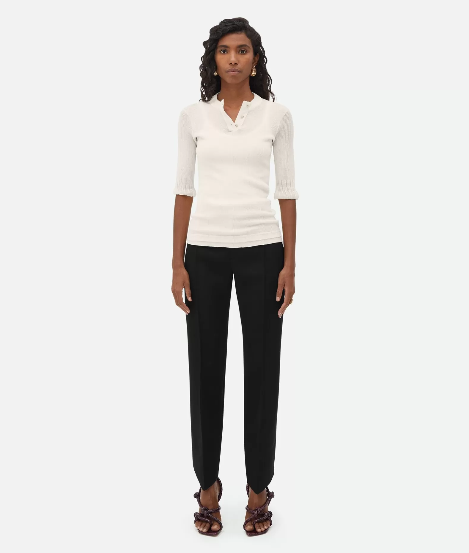 Top E T-Shirts^Bottega Veneta Top In Cotone Leggero Dal Taglio Slim Chalk