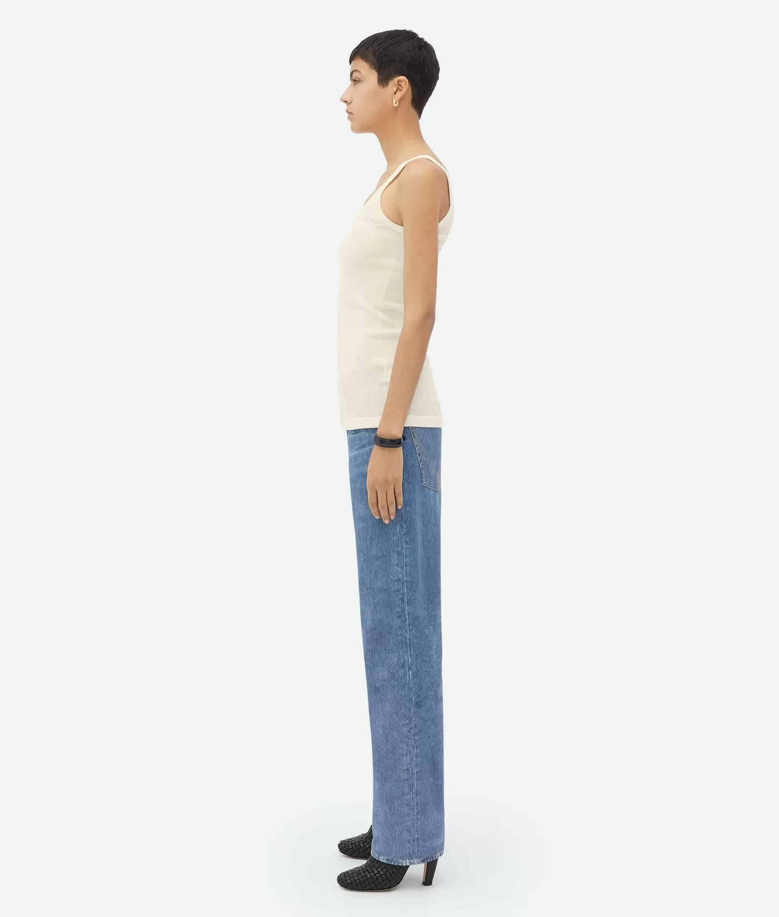 Top E T-Shirts^Bottega Veneta Top In Cotone Leggero Dal Taglio Slim Chalk