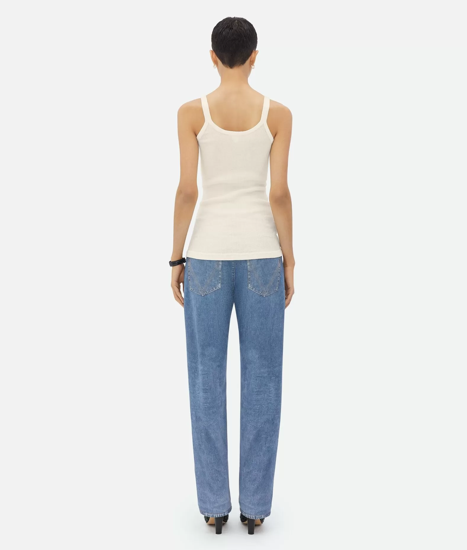 Top E T-Shirts^Bottega Veneta Top In Cotone Leggero Dal Taglio Slim Chalk