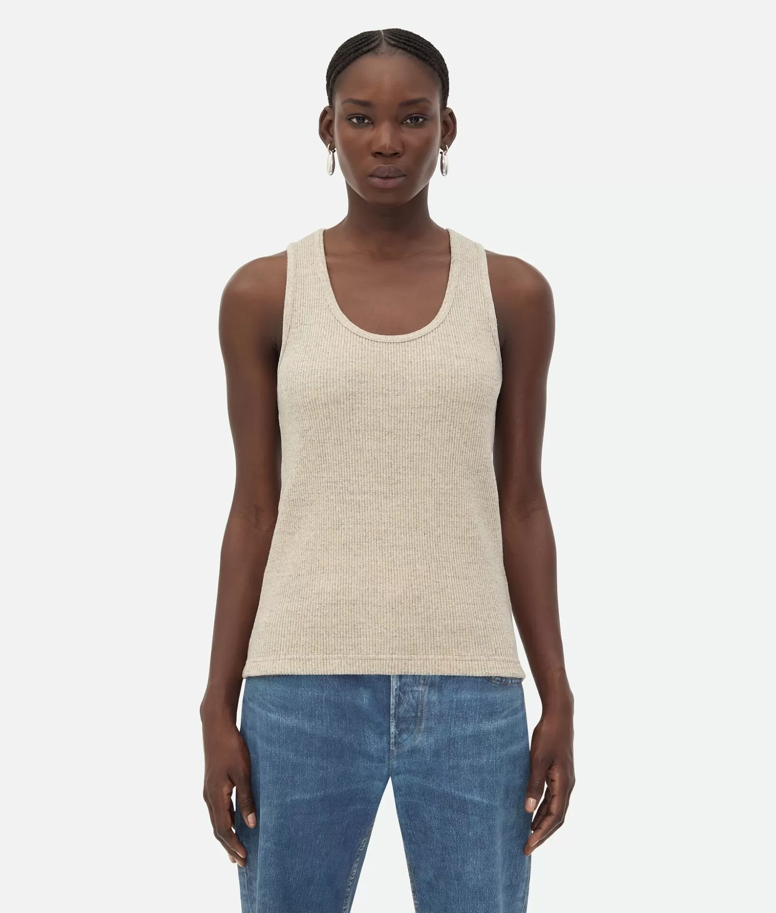 Top E T-Shirts^Bottega Veneta Top In Cotone Mélange A Coste Light beige melange