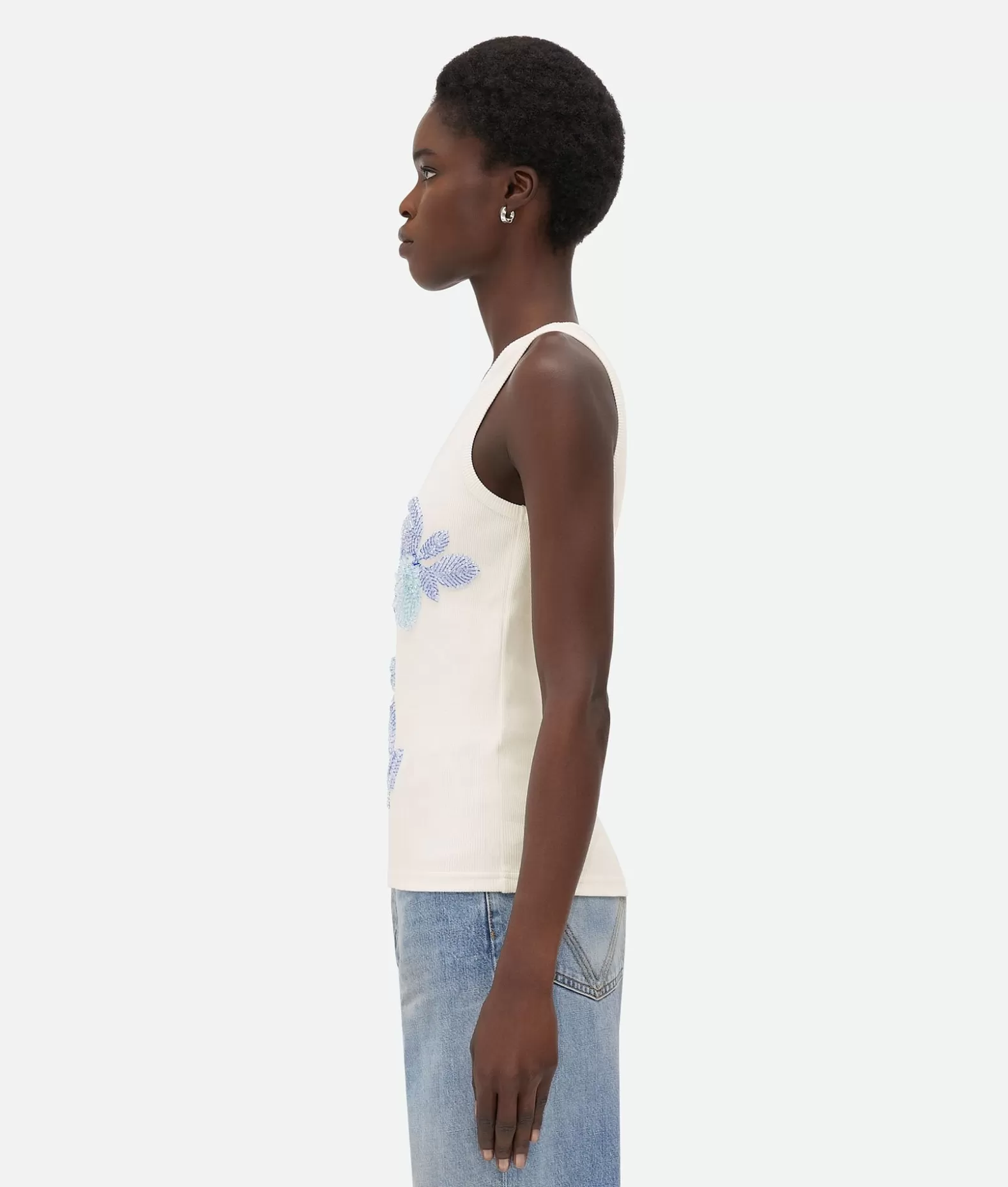 Top E T-Shirts^Bottega Veneta Top In Cotone Ricamato Chalk