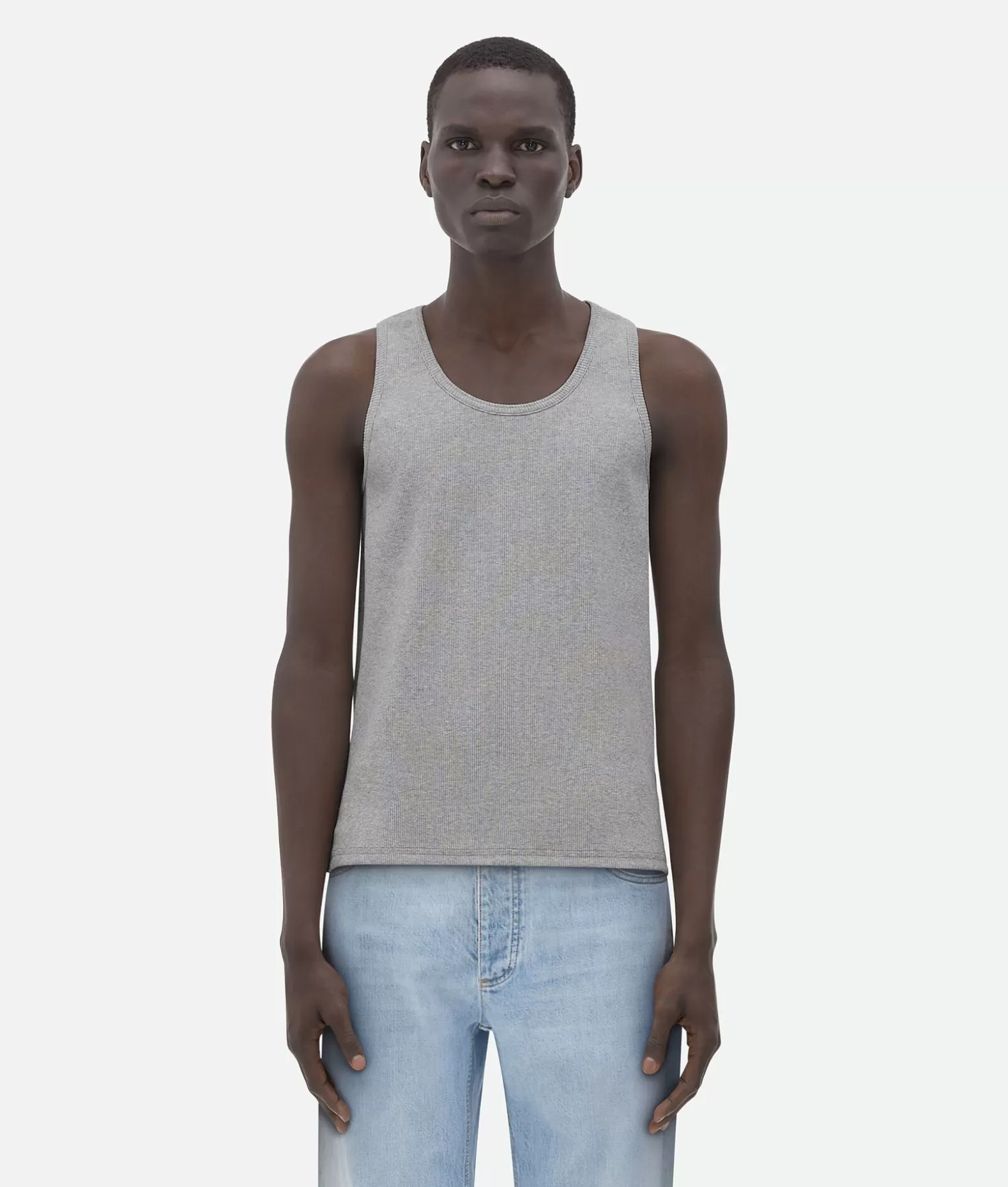 T-Shirt^Bottega Veneta Top In Cotone Stretch A Coste Light grey melange