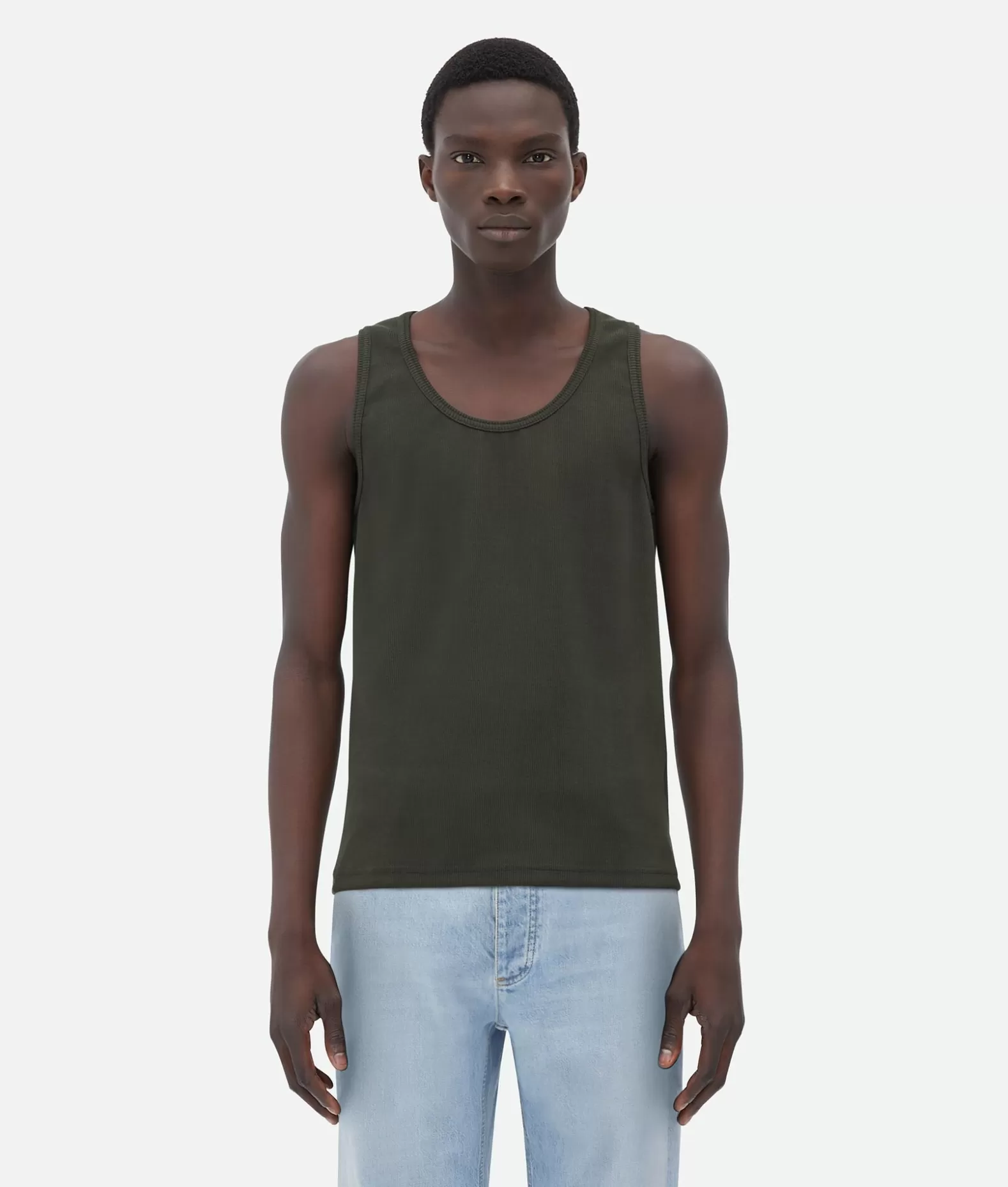 T-Shirt^Bottega Veneta Top In Cotone Stretch A Coste Dal Taglio Slim Dark green