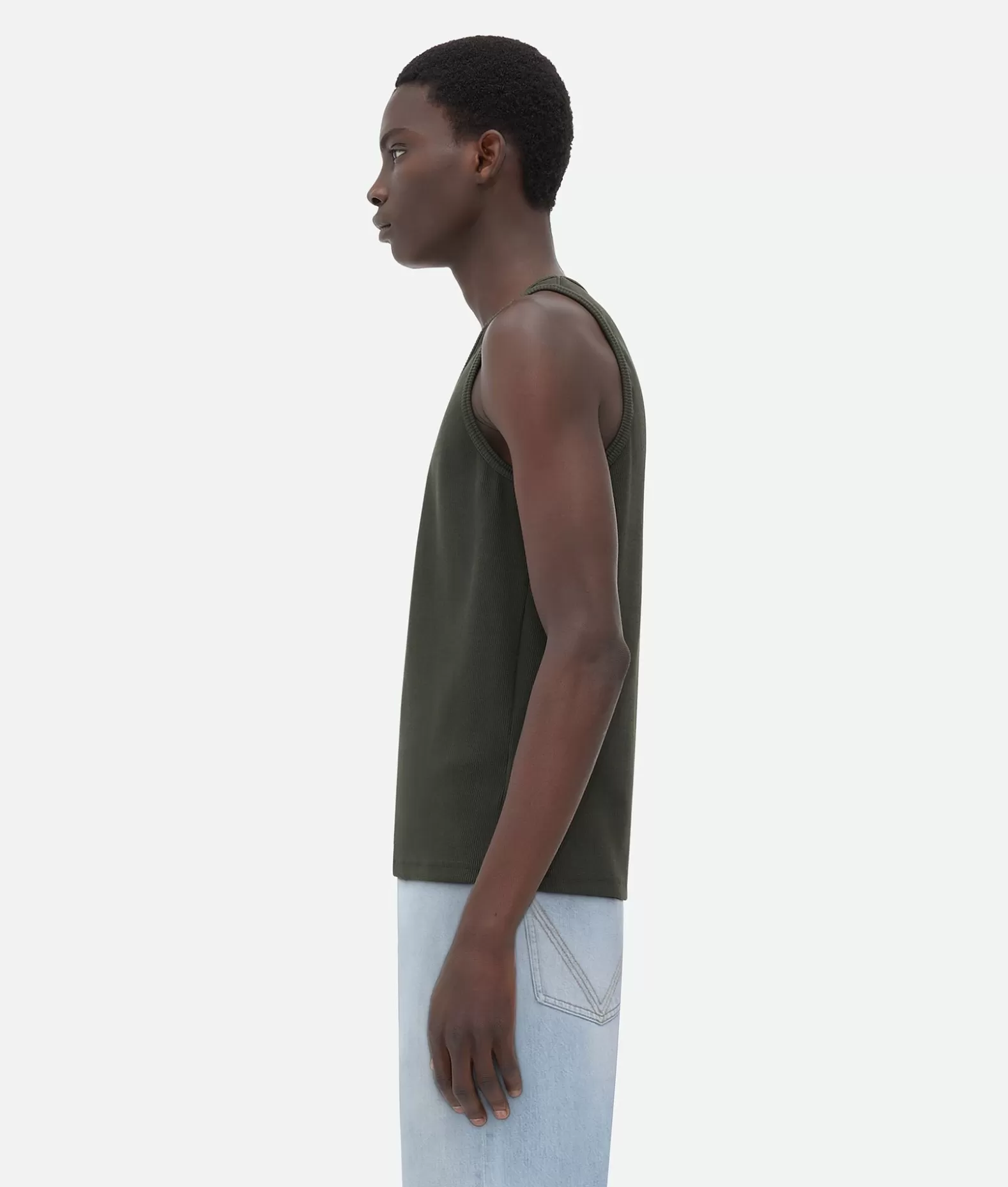T-Shirt^Bottega Veneta Top In Cotone Stretch A Coste Dal Taglio Slim Dark green
