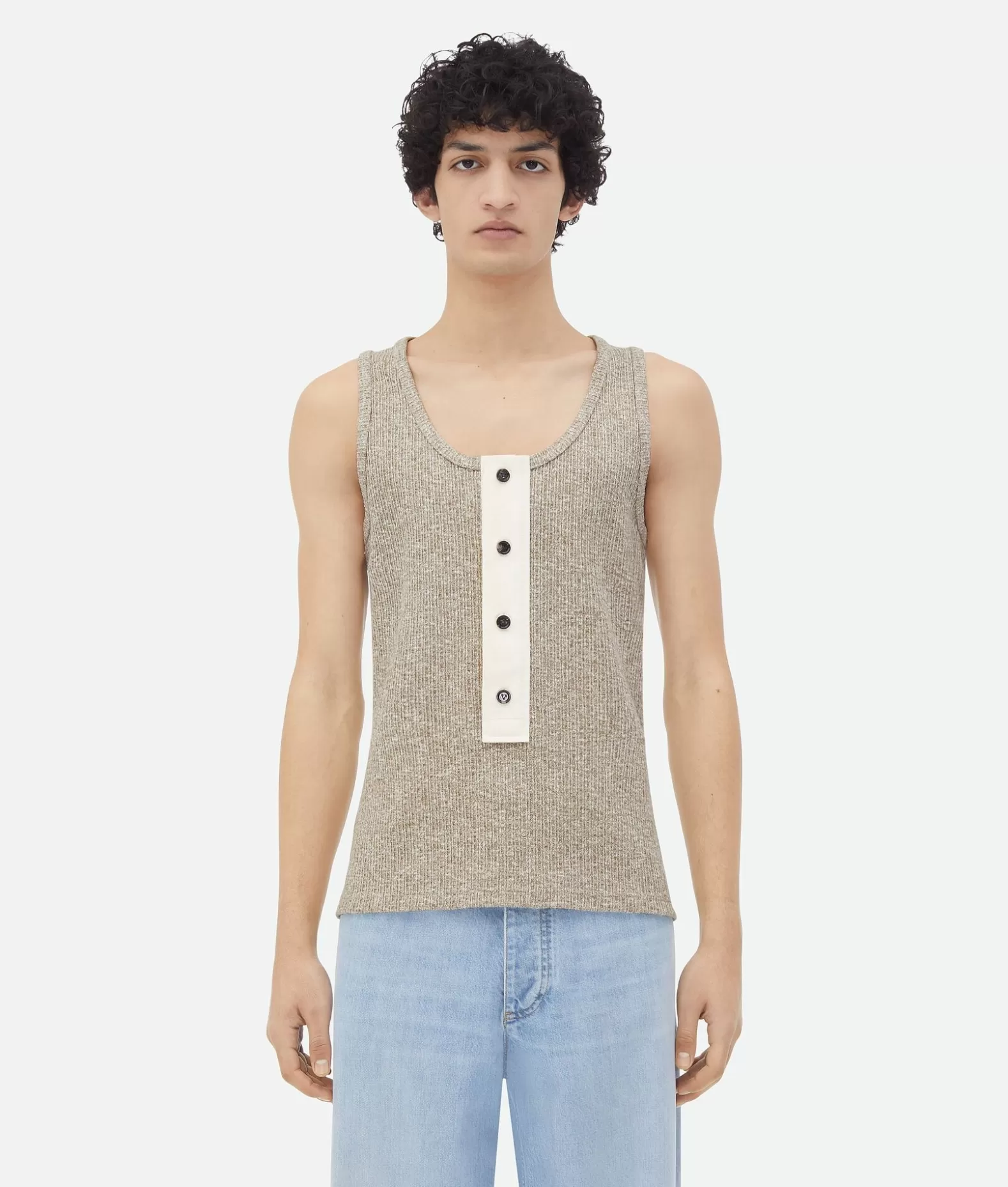 T-Shirt^Bottega Veneta Top In Jersey Di Jersey Di Cotone Mouliné Beige/white