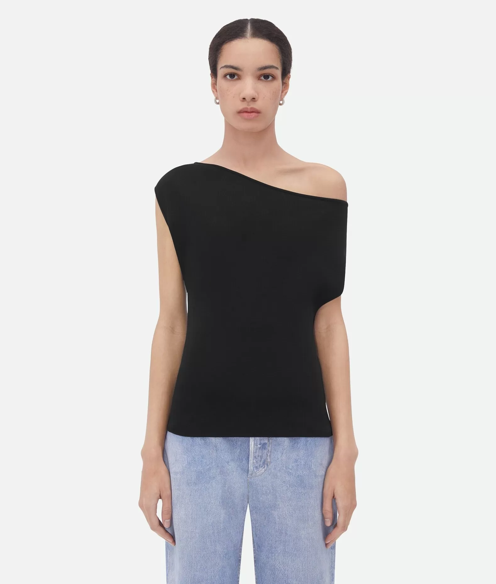 Top E T-Shirts^Bottega Veneta Top In Maglia Di Viscosa Fluida Black