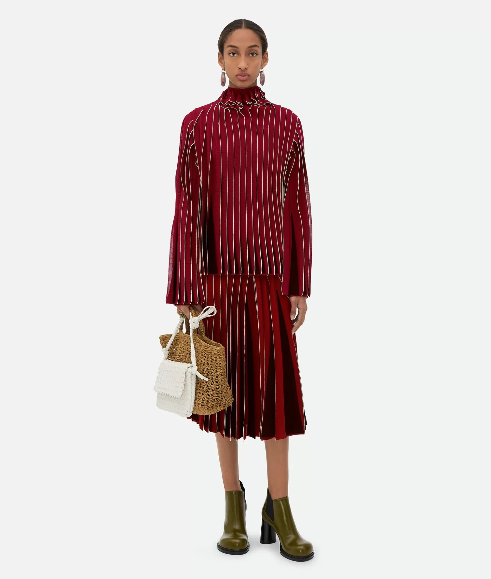 Top E T-Shirts^Bottega Veneta Top In Viscosa Con Ruche Rosewood/fondant