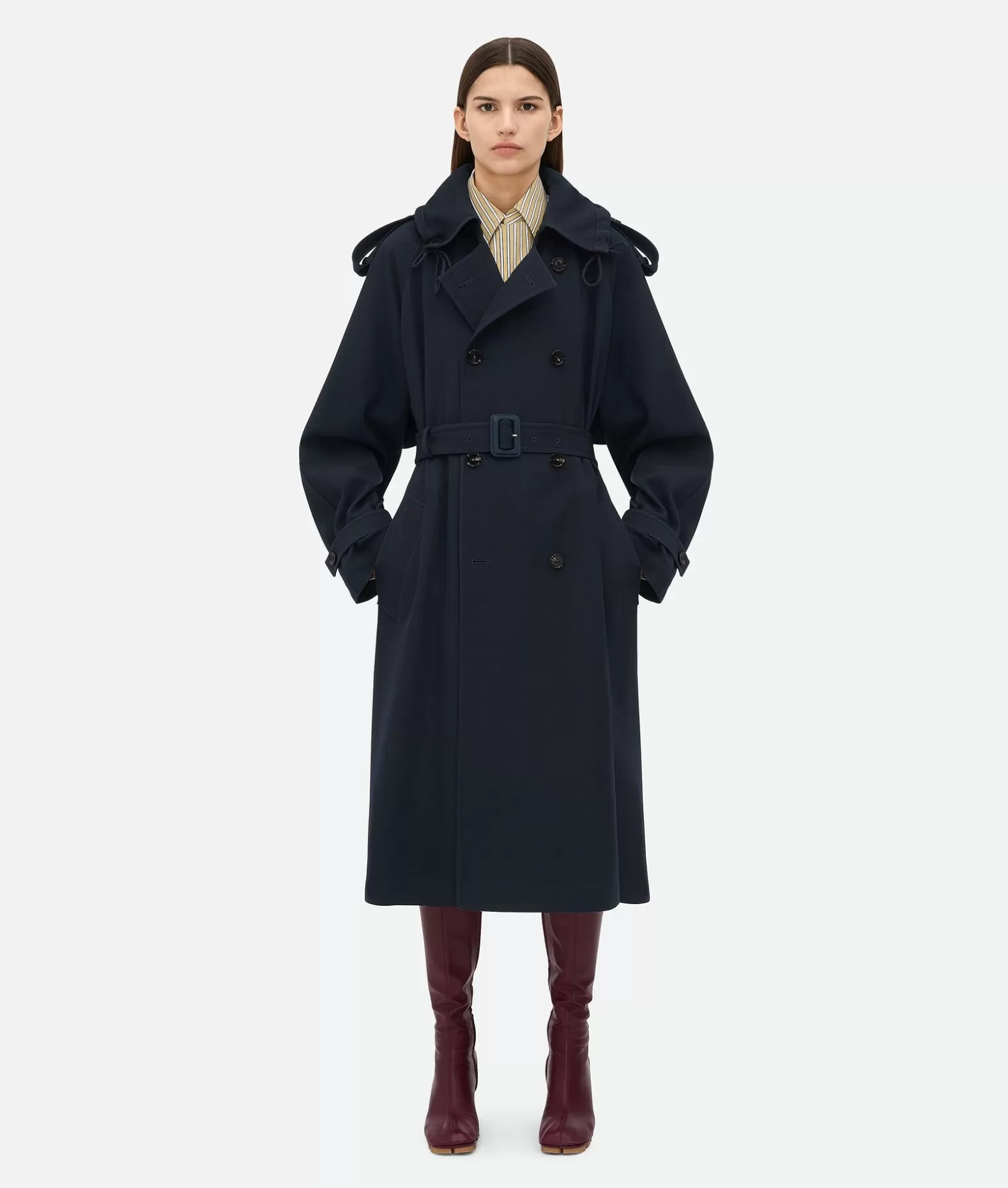 Cappotti^Bottega Veneta Trench In Gabardine Di Lana Midnight blue