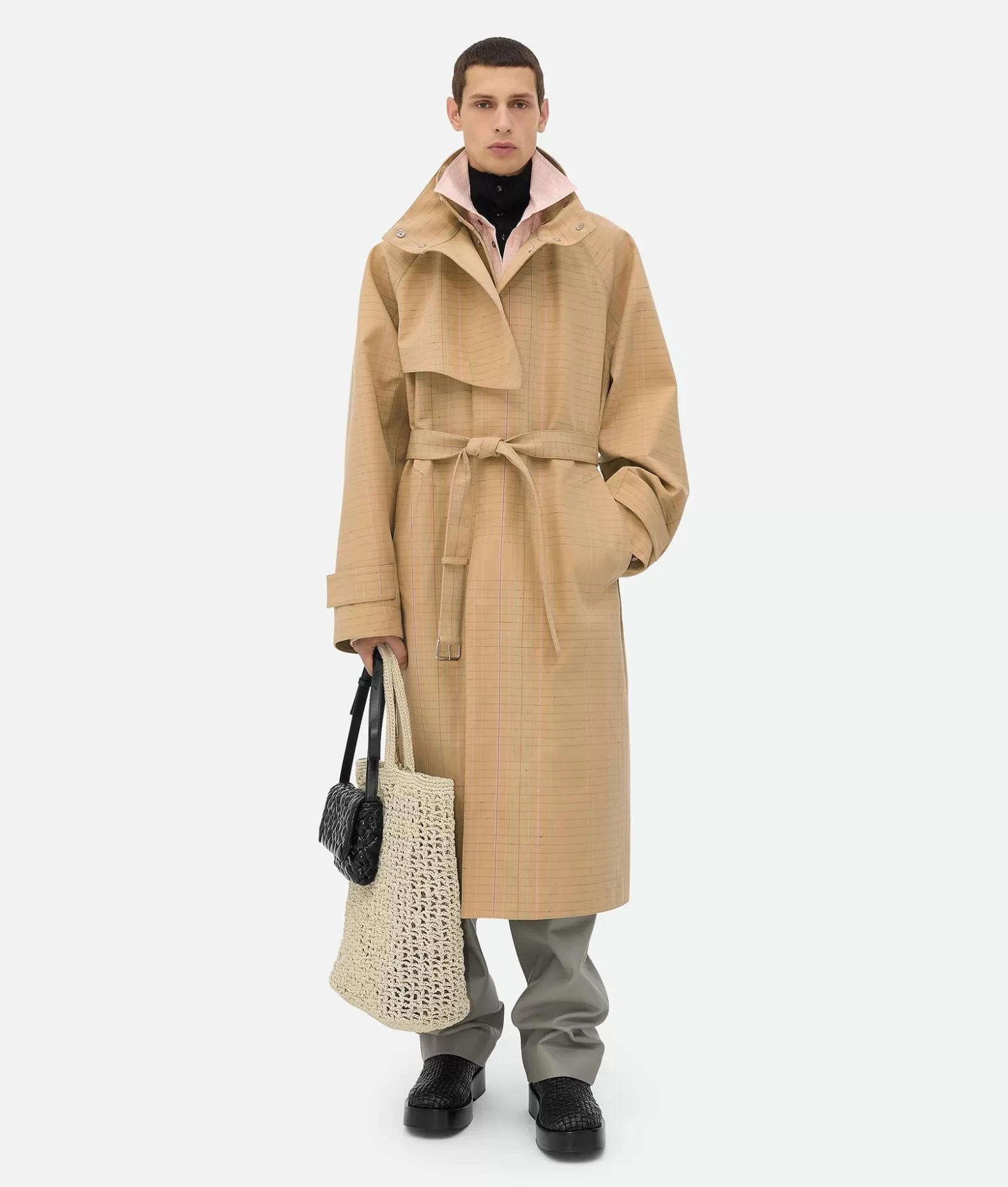 Cappotti^Bottega Veneta Trench In Lana E Cotone Notebook Granola/pink/blue