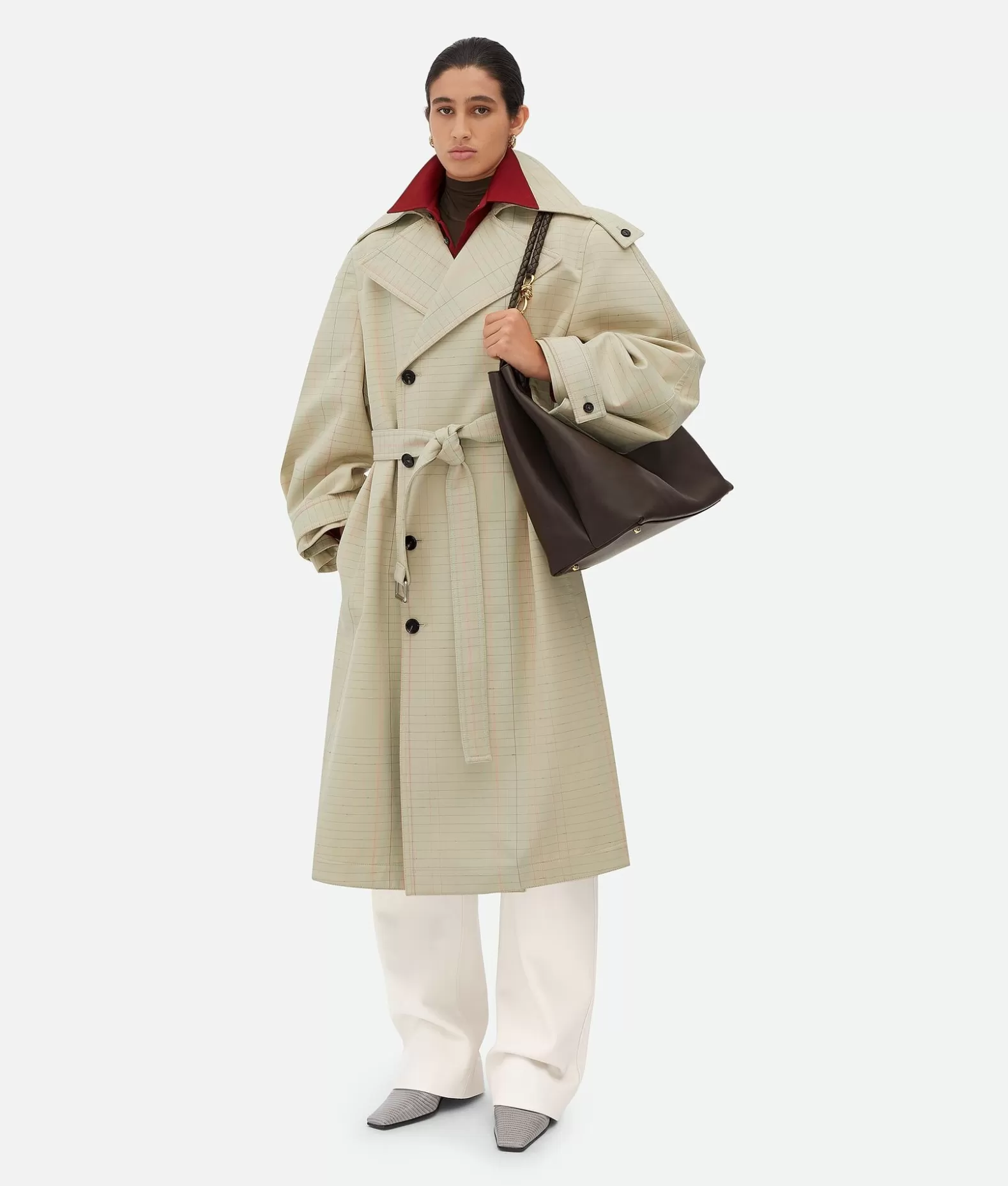 Cappotti^Bottega Veneta Trench In Lana E Cotone Notebook Pale sage melange