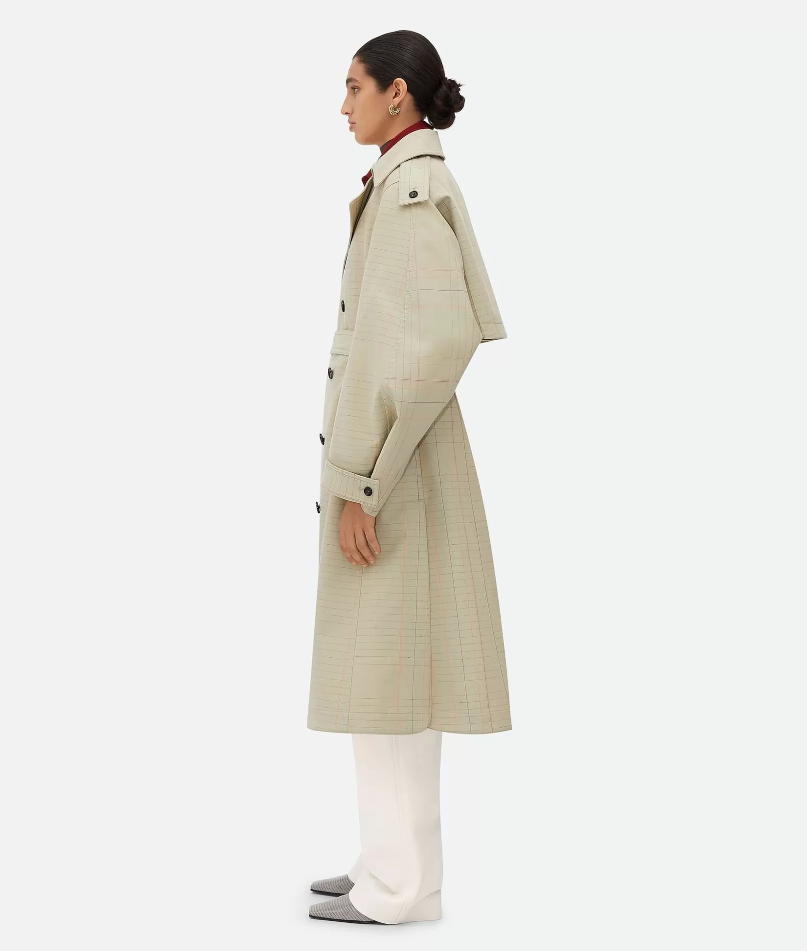 Cappotti^Bottega Veneta Trench In Lana E Cotone Notebook Pale sage melange