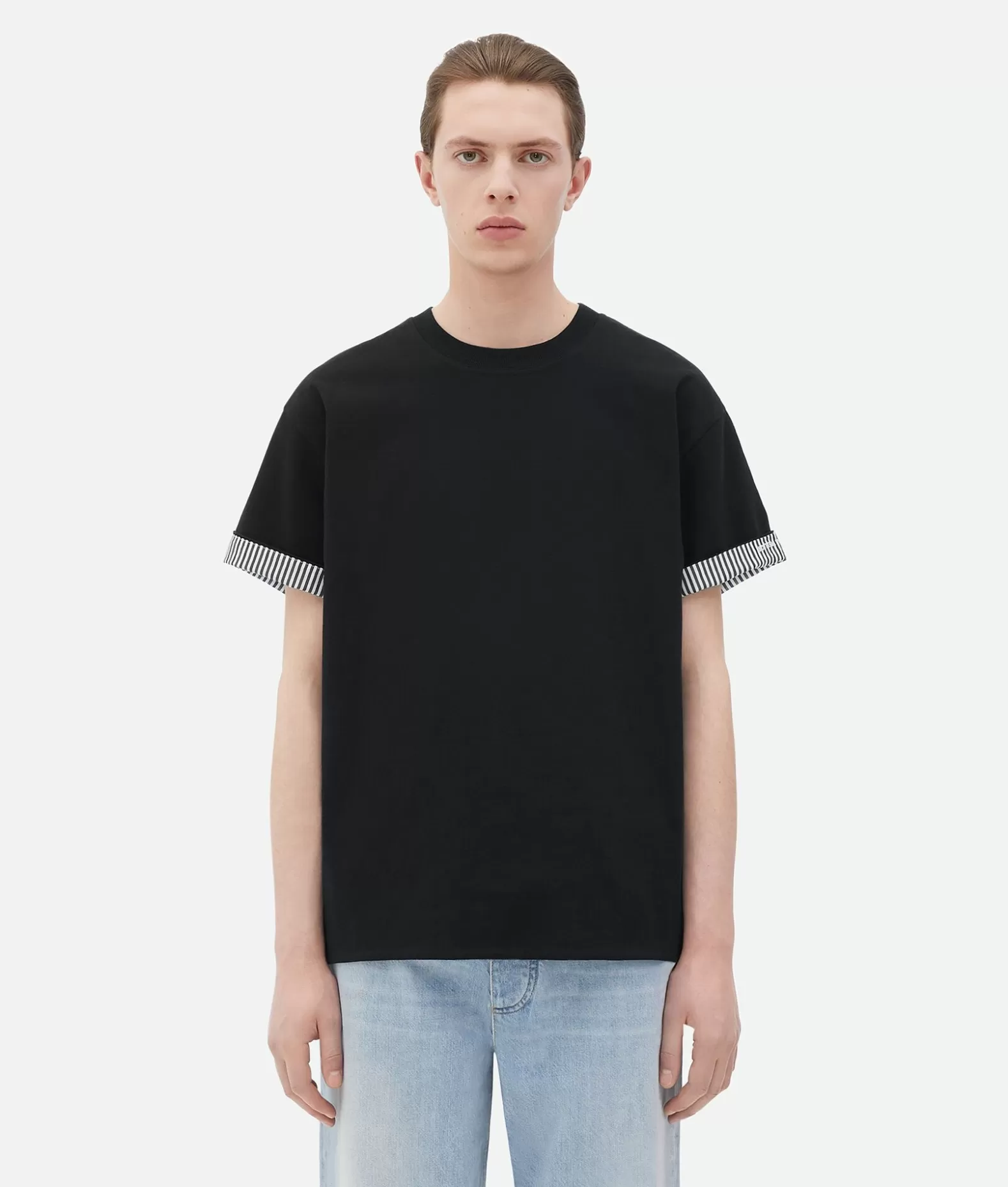 T-Shirt^Bottega Veneta T-Shirt In Cotone Doppio Strato A Righe Black