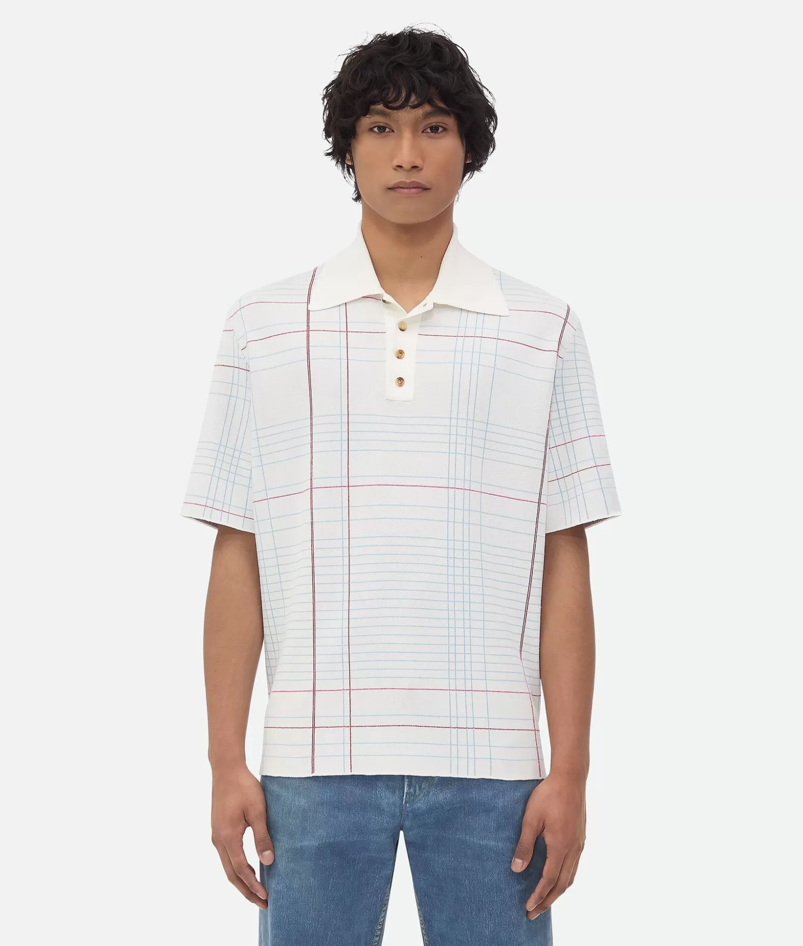 T-Shirt^Bottega Veneta T-shirt In Jacquard E Viscosa Notebook Chalk/blue/red