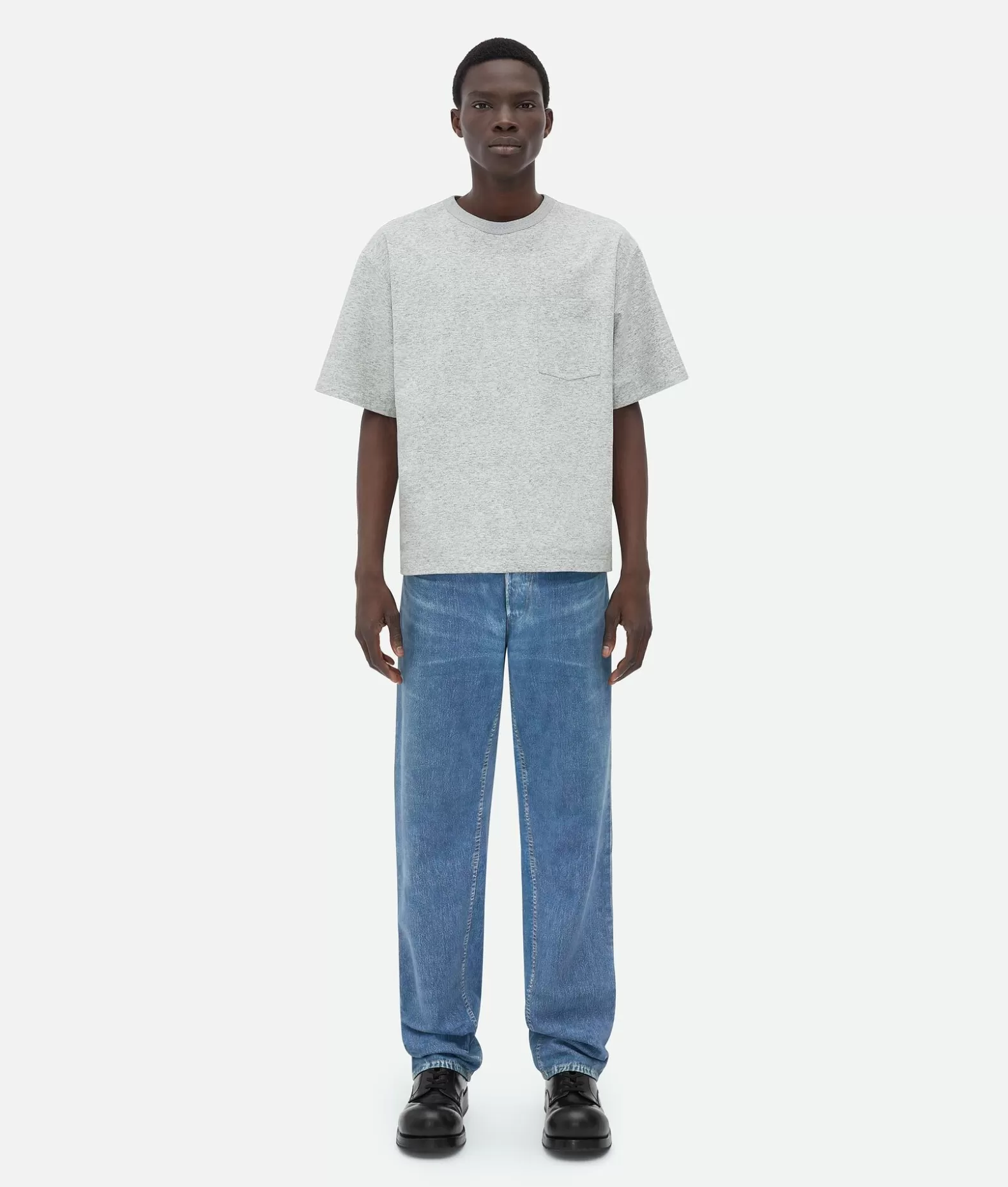 T-Shirt | Pelle^Bottega Veneta T-Shirt In Pelle Stampata Dal Taglio Morbido Light grey melange