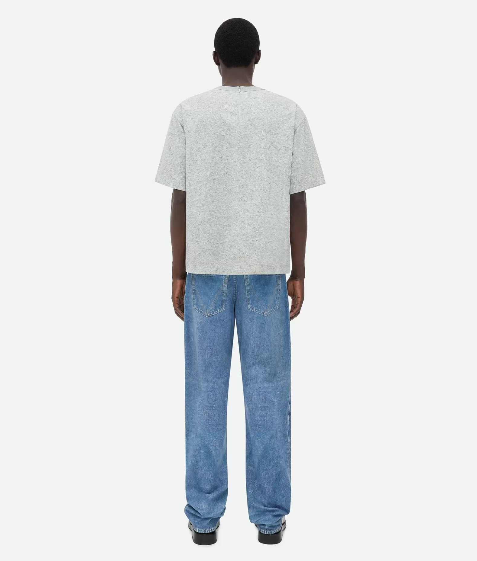 T-Shirt | Pelle^Bottega Veneta T-Shirt In Pelle Stampata Dal Taglio Morbido Light grey melange