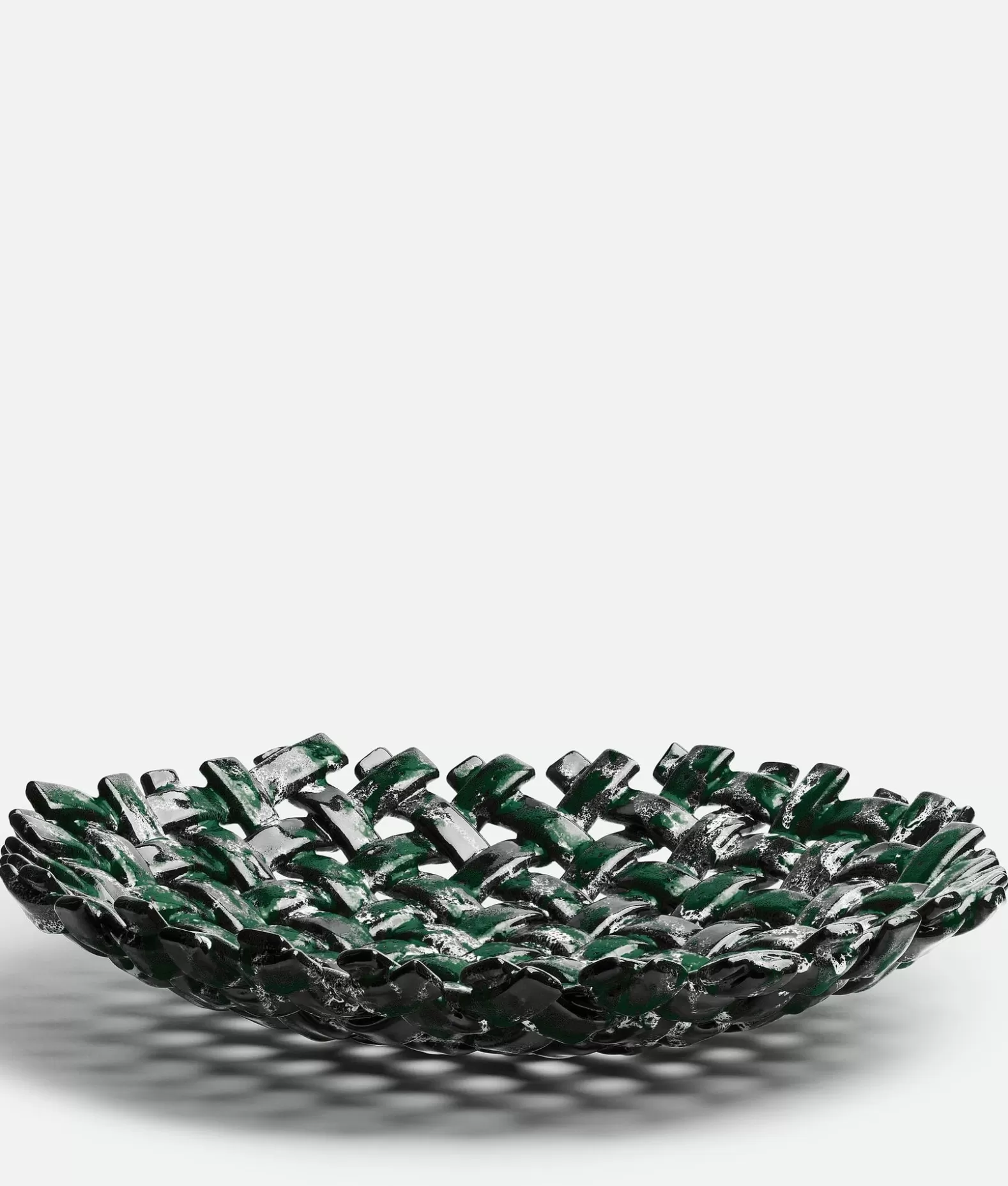 Mostra Tutto | Ceramiche^Bottega Veneta Vassoio Con Smaltatura Lavica E Motivo Intrecciato Black/white/green