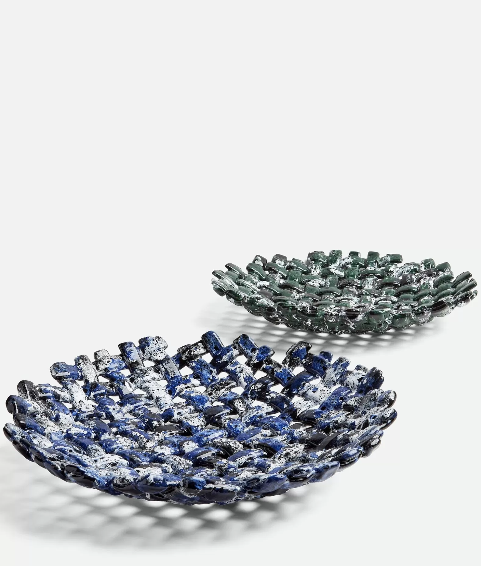 Mostra Tutto | Ceramiche^Bottega Veneta Vassoio Con Smaltatura Lavica E Motivo Intrecciato Black/white/blue